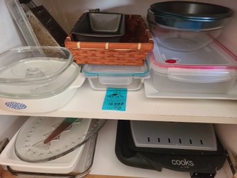 Glass And Corningware Baking Pans, Cooks Electric Griddle, Other Pans, Flower Swiffer, Basket, Platter, Rival