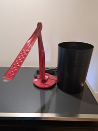 Modern Metal Desk Lamp And Garbage Bin