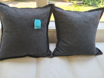 Two Decorative Pillows Measuring About 26in X26in, Cover Possibly Wool.