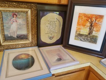 5 Piece Of Various Theme And Artist Artwork  Largest 15.5x18.5, Smallest 9.5x11.5