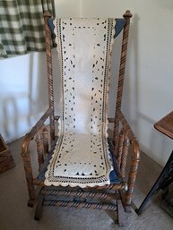 Wooden Rocking Chair With Cushion.