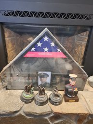 Flag Case And Military Figurines