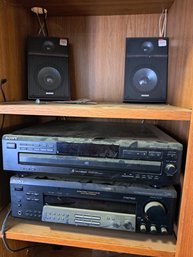 Sony Compact 5 Disc Player, Sony Stereo Receiver And Two Speakers