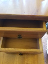 Wooden End Table Bi Level With 2 Drawers