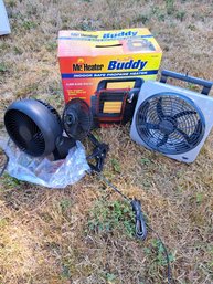 Indoor Safe Propane Heater, Electric Fan, Battery Operated Fan