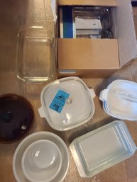 Rm7 Vintage Pyrex Dish With Lid, Set Of 4 Corningware With 2 Lids And Some Damage Shown In Pictures, Kent Silv