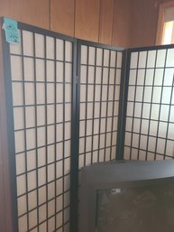 Rm8. Wood And Shoji Paper Room Divider Folding 3pc. Measures About 50in X70in.