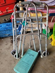 RM 10 Medical And Assistive Devices Including 2 Folding Walkers, Over The Door Cervical/head Traction