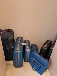 Rm .7. Vintage Samsonite Suitcases And Carry On Cases And Large Cloth Suitcase.