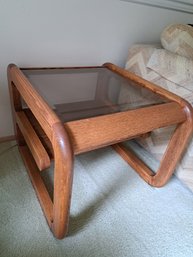 Rm 5. Vintage/Retro Smoked Beveled Glass Top Side Table #1