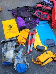 Rm0 REI Dry Bags, SEALline Dry Bags, Inflatable Storage Bags, Rope, Life Jackets And Assorted Kayak