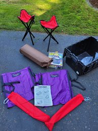 Rm0 Travel Line Camp Stool, ThermArest Camp Chair, Solar Camp Shower