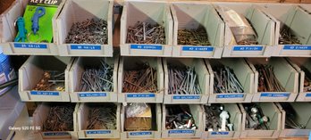 Rm0 Assorted Sized Nails, Screws, Nuts, Washers, Bolts, Pins And Containers,