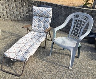 Rm.00. Outdoor Lounge Chair And Plastic Chair.