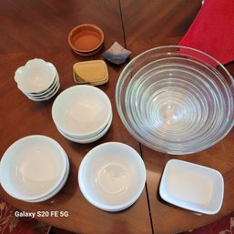 Rm3 Assorted Duralex Mixing Bowls In Various Sizes, Williams Sonoma Bowls, Flower Shaped Condiment Bowls,