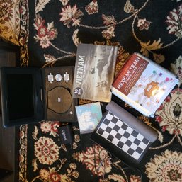 R4 Onn.dvd Player, Sudio Bluetooth Speaker, Dvds And Assorted Board Games
