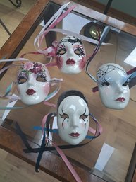 R3 Four Decorative Ceramic Mardi Gra Masks