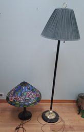 R3. Stained Glass Table Lamp And Floor Lamp.