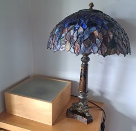 R1. Stained Glass Table Top Lamp And Box Lamp.