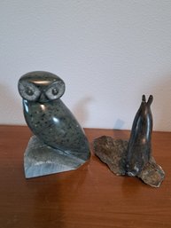 R1. Possible Eddie Omnik Carved Stone Figurine And Carved Stone Seal