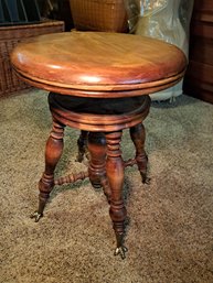 R2 Adjustable Pine 1890 Piano Stool With Claw Feet (owner Claims)