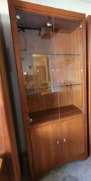 R0 Wooden Display Cabinet With Glass Doors  And Shelves.
