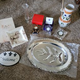 R8 Assorted Group Of Things Including Edinburgh Crystal Clock, Shannon Crystal Clock, Porcelain Imperia Images