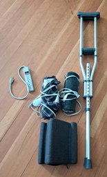 R11 Crutches, Two Electrical Heating Pads, Lounging Tablet Or Laptop Holder And Power Strip