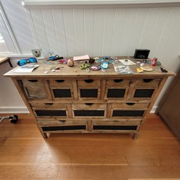 R15 Distressed, Reclaimed Style, Wooden Cabinet With Chalk Board Cubbies