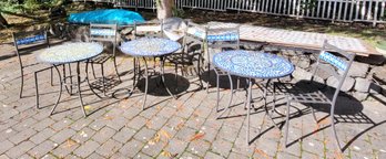 R0 Set Of 3 Bistro Tables And 6 Matching Chairs