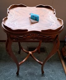R1 Vintage Wood Table With Carved Designs