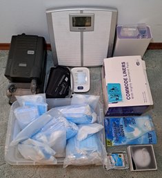 R5 Respironics Humidifier, Automated Blood Pressure Monitor, Weight Scale, Disposable Masks, Commode Liners