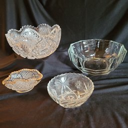 R2 Decorative Glass Bowls Of Various Sizes And One That Is Possibly Crystal