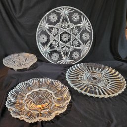 R2 Glass Platters, Divided Serving Platter, And Small Glass Dish