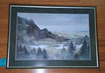 R5 Large Framed Print Of Water, Trees And Hills.