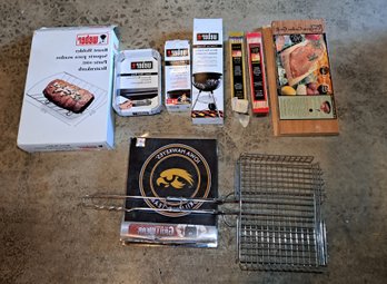 R00 Grilling Items Including Cedar Planks, Long Matches, Charcoal Dividers, Fire Starters, Drip Pans