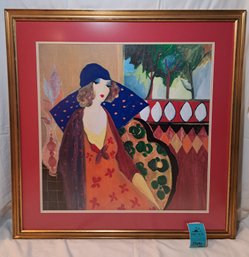 R1 Tarkay, Itzchak 'indigo Chapeau' Framed And Signed In The Plate