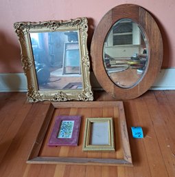 R2 Two Frame Mirrors And Three Picture Frames