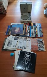 R4 Vintage Electric Portable Turntable And Various Records Including Artists Rolling Stones, Beachboys