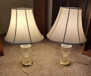 R6 Two Glass Base Lamps With Gold Accents