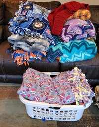 R1 Assorted Throw Blankets Of Various Sizes And Pillow