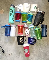 R0 Assortment Of Kids And Adult Waterbottles, Thermos And Coffee Cups