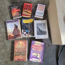 R0 Box And Storage Bin Full Of Books Including Grisham Novels Among Others