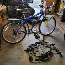 R0 Raleigh M-60 Mountain Trail Bicycle, Bike Rack, Helmet, And Tire Pump