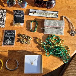 R6 Maui Jim Sunglasses, Assorted Costume Jewelry, Leather Bracelets, Magnetic Clasps, And Other Items