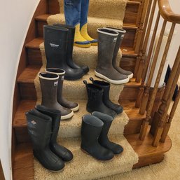 R6 Assorted Sized Kids And Adult Rain Boots Including Wm Muckboots, Xtra Tuf, And Others