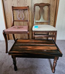 Rm5 Two Wood Chairs With Small Wooden Side Table