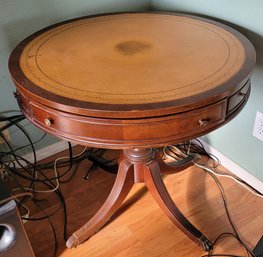 R1 Imperial Genuine Mahogany Round Table On Caster Wheels