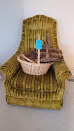 R1 Chartreuse Swivel Rocking Chair With Collection Of Baskets