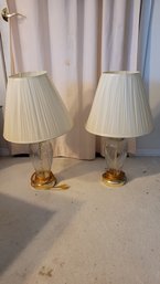 R1 Set Of 2 Brass And Glass Lamps